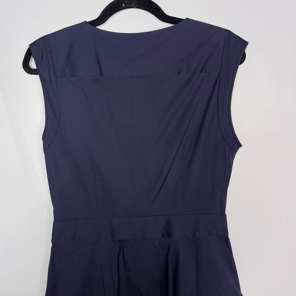 Theory Size 4 Navy Blue Jalia Button Down Shirt Dress Cotton Stretch Knee Length - Picture 5 of 9